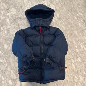 OshKosh Youth Medium (5-6) Navy Blue Winter Puffer Jacket with Red Accents